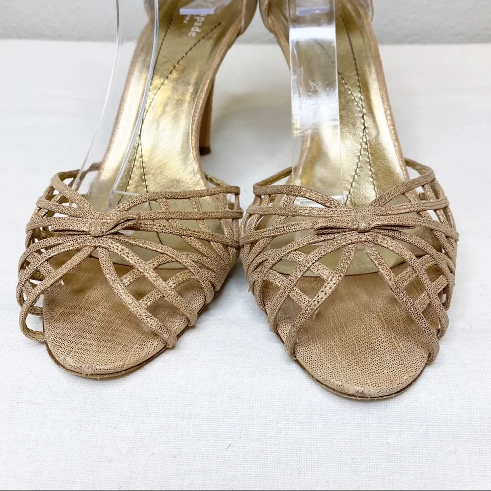 KATE SPADE Grammercy Metallic Nappa Leather Ankle Strap Sandals Heels Size 9.5_3